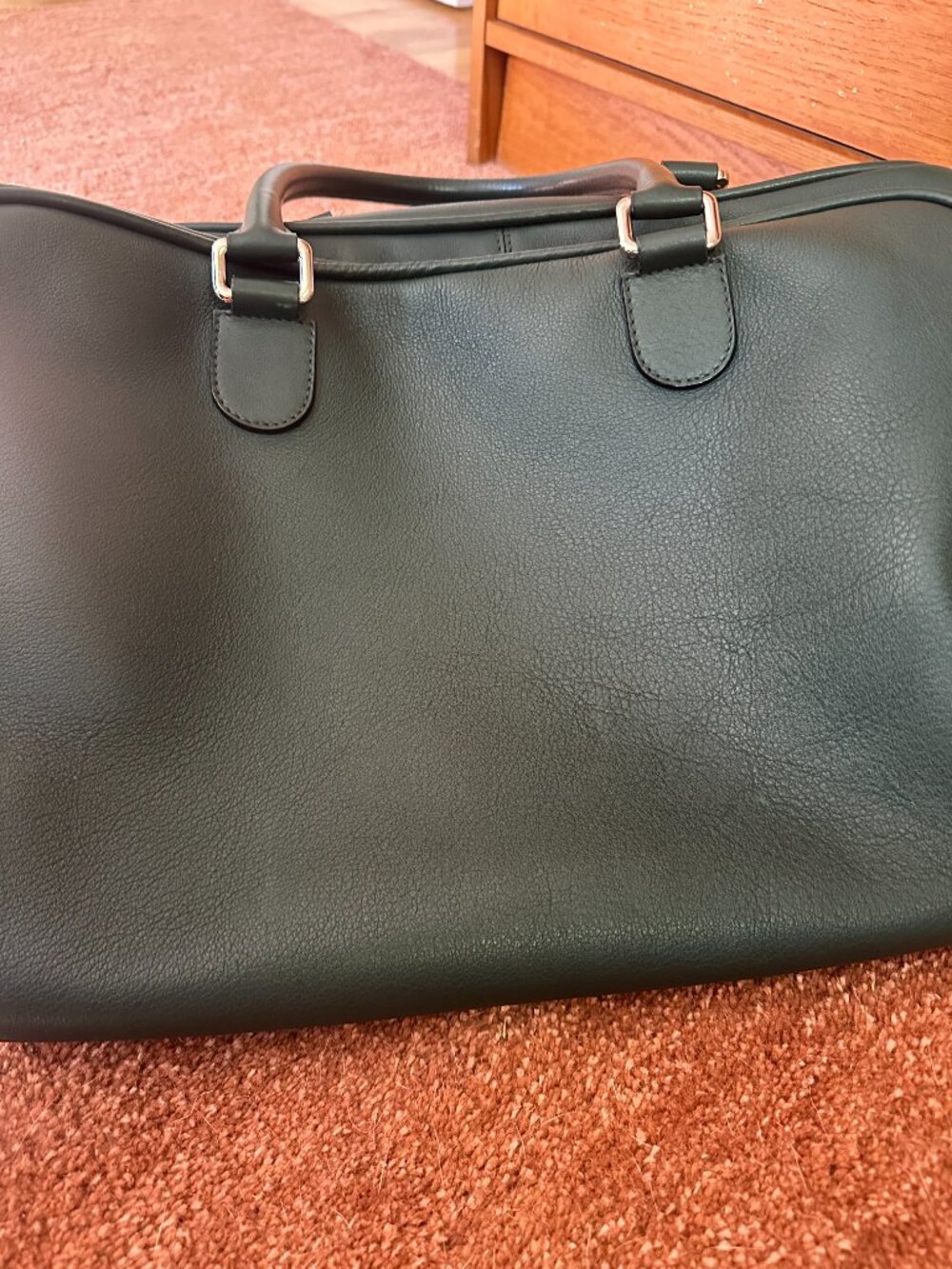 LOEWE Leather Boston / Weekender Travel Bag – Forest Green (RARE) with Dust Bag - Picture 9 of 14